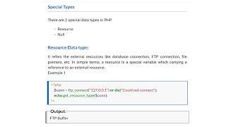 "Special Data types" [resource - null] in PHP