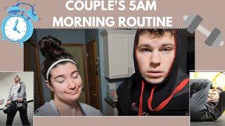 COUPLE'S 5AM MORNING ROUTINE--WORKOUT, GET READY WITH ME, BREAKFAST