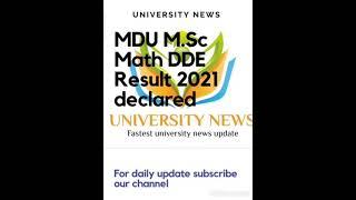 MDU DDE Results 2021 Release