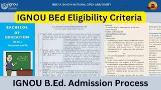 IGNOU B.Ed. Admission Process 2025 | IGNOU BEd Eligibility Criteria | IGNOU B.Ed Entrance Exam 2025