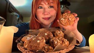 ASMR Baking Biscoff Lava Cookies  (Close Whispered Voiceover, Fire Crackling)