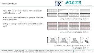 40 On The Influence Of Evolutionary Algorithm (EA) Optimization In Architectural Design