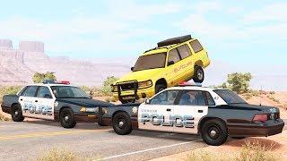 BeamNG Drive - REALISTIC Chasing POLICE Roadblocks Crashes