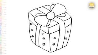 Gift box drawing easy | Outline sketches | How to draw Gift box step by step simply | #artjanag