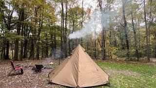 HOT TENT CAMPING IN THE RAIN• MAKING MULLED WINE •WINNERWELL WOODSTOVE