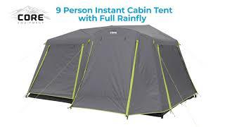 CORE® Equipment 9 Person Instant Cabin Tent with Full Rainfly Tent Setup