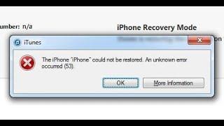 The iPhone Cannot Be Restored. An Error Occurred(-53) Fix iTunes