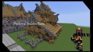 Minecraft Medieval Stables/Barn Tutorial- How to Build a Medieval Stables/Barn