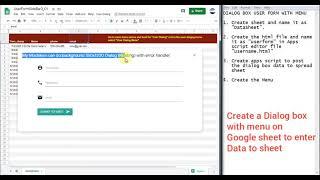 User dialog boxes on Google sheet