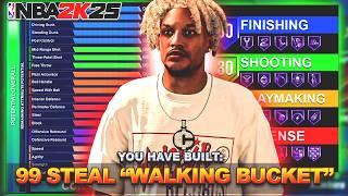 THE BEST WALKING BUCKET BUILD IN NBA 2K25 w/a 99 STEAL RATING is a GLITCH… BEST GUARD BUILD NBA 2K25