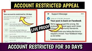 Remove Restrictions From Facebook Account Appeal |Account Restricted For 30 Days Problem Solved 2021