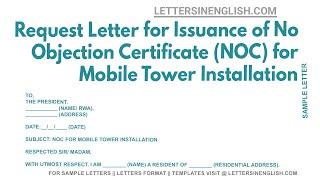 Request Letter For Issuance Of No Objection Certificate NOC For Mobile Tower Installation