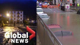 Spain floods: Rivers burst banks, leaving cars stranded after heavy rain and melting snow