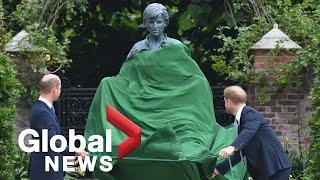 British Princes William and Harry unveil Princess Diana statue in London