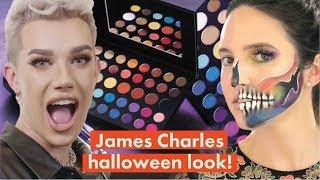 James Charles Morphe Mini Palette Halloween Rainbow Skull Makeup Challenge! | Cosmopolitan