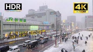 Tokyo Walk - Snowy day in Tokyo (Shinjuku), Japan - 4K HDR