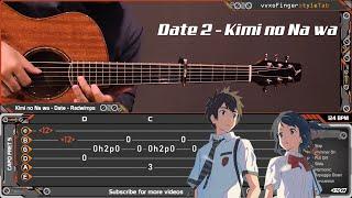 Kimi no Na wa (Your name) - Date 2 - RADWIMPS - Fingerstyle Guitar Cover | TAB Tutorial