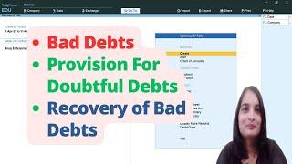 Provision for Doubtful Debts Entry in Tally| Bad Debts entry in Tally| Bad Debts Recovery entry|