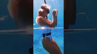 Deep Underwater Girl Swimming | Bikini Girls Swimming In Underwater 161 | Underwater Official 10M