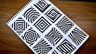 12 EASY Optical illusion drawings/patterns/tricks/abstract drawings | Part-1