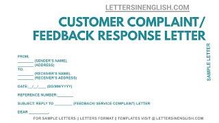 Reply to Complaint Letter Format  – Customer Complaint Response Letter | Letters in English