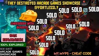 They Effortlessly Destroyed Arcade Game Showcase | Cheese   with Boosts | My Mvps| 100% Exploration