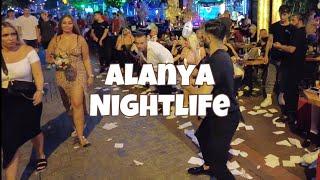 [4K]  Alanya Nightlife and Bar Street : Walking Tour 2022