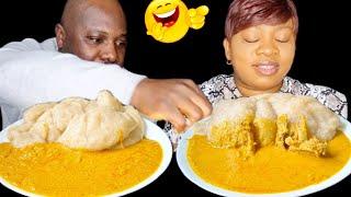 SERVING MYSELF FOOD WITH TINY BONE TO SEE MY HUSBAND'S REACTION Asmr mukbang egusi soup and Fufu