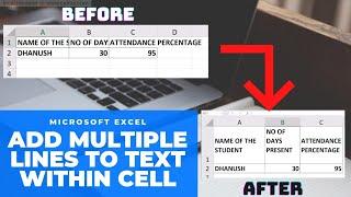 How to Add Multiple Lines to Text Within Excel Cell | Microsoft Excel