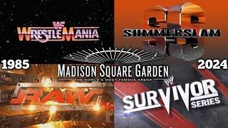 WWE Madison Square Garden Arena's Main Events Match Card Compilation (1985 - 2024)