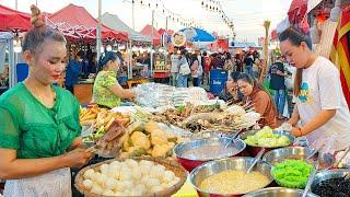 Amazing Street Food in Cambodia Market - Dessert, Noodles, Seafood, Crab, Shrimp, Fruit, & More