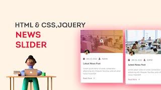 News slider using HTML, CSS & JQUERY | News slider | Owl carousel |Slider using HTML5, CSS3 & Jquery