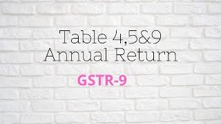 How to fill Table 4 ,5 & 9 of Annual Return (GSTR-9)