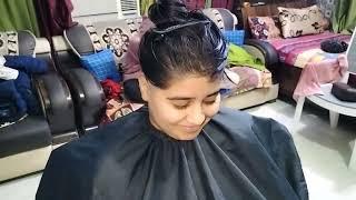 Collage Girl Head Shave using Straight Razor 🪒 #viralvideo