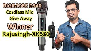 Winner for Giveaway of DIGIMORE  D340 Best Cordless Mic for Singing  | Wireless Mic | Cordless Mic