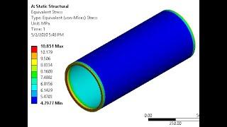 ANSYS Mechanical Tutorial -Pressure vessel - von Mises stress , max principle stress and deformation