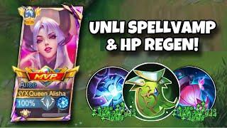 ALICE UNLIMITED SPELLVAMP/ HP REGEN AND SUSTAINABLE DAMAGE BUILD 2024!! (pls try)| MLBB