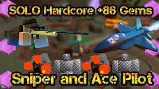 Solo Hardcore Mode +86 Gems Ace Pilot and Sniper Roblox Tower Defense Simulator