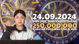 AI LÀ TRIỆU PHÚ MỚI NHẤT 24/9/2024 bạn nữ HÀ NỘI chiến thắng 250triệu