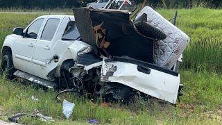 060224 DISTRACTED 18 WHEELER DRIVER SLAMS INTO FAMILY AS PICKUP IS PARKED ON SHOULDER OF I69