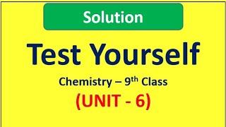 Test Yourself - Unit 6 (Solutions) |Chemistry 9th Class #testyourself #unit6solutions