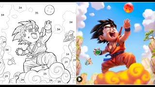 Color the character Goku in the Dragon Ball cartoon || Color the picture part 1