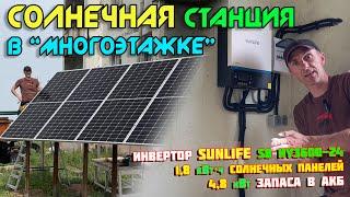 Автономная солнечная станция в многоэтажке/ Инвертор SunLife и бензоген / Простое крепление панелей