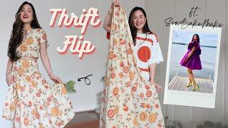 THRIFT FLIP CHALLENGE ft. SewBakeMake ️ I made a modern cheongsam set from a thrifted sheet!