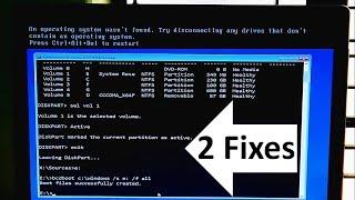 Error Repair: An operating system wasn't found, Fix Boot configuration data in Windows 10