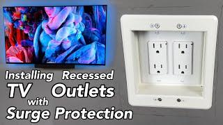 Installing Recessed Electrical Outlets with Surge Protection for Wall Mounted TV