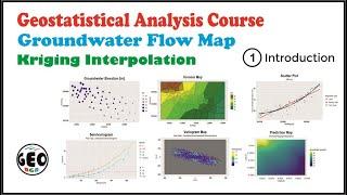 Kriging Interpolation. Rstudio, QGIS and ArcMap  Geostatistical Analysis.  Groundwater Flow.  #1