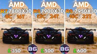 R7 7800X3D vs R9 7900X3D vs R9 7950X3D | DLSS | RT