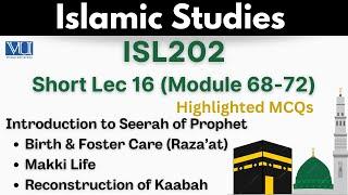 ISL202 Short Lecture 16_MCQs_Seerah_Raza'at of Holy Prophet_Makki Life_Reconstruction of Kaabah