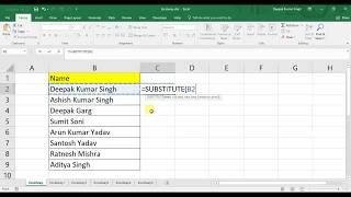 How to Use Substitute Function in Excel (Hindi)